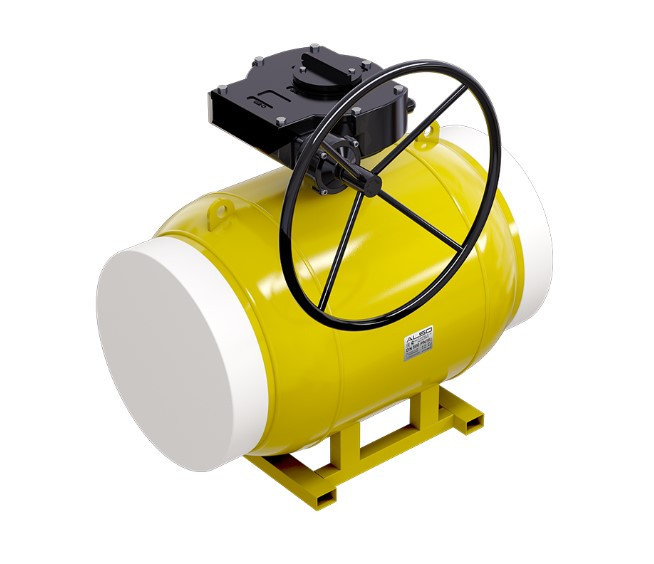 Кран шаровой газовый ALSO КШ.П.GAS.400.16-01 с редуктором стандартнопроходный под приварку Ду 400 Ру 16